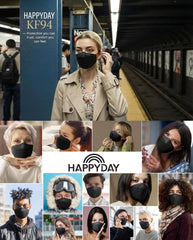HappyDay KF94 mask packaging back highlights certification and trusted quality.