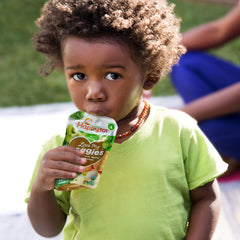 HAPPYTOT gluten-free vegan symbol on pouch, safe for dietary needs.