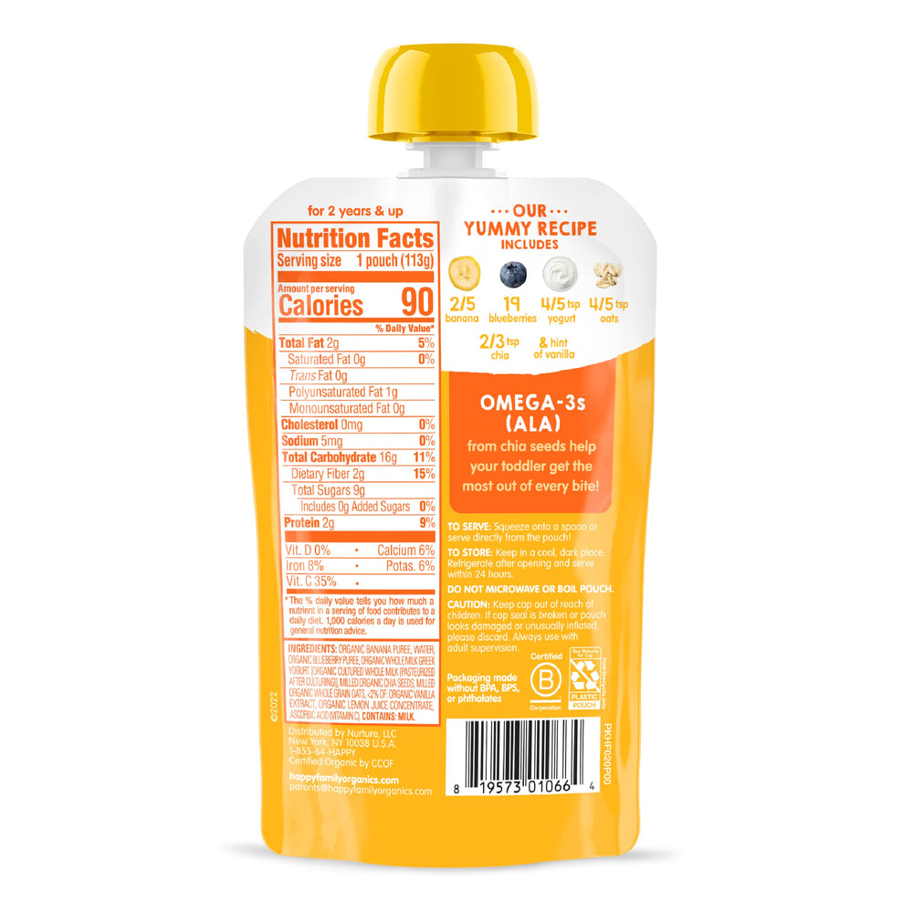 HAPPYTOT pouch with resealable cap; mess-free feeding during outings.