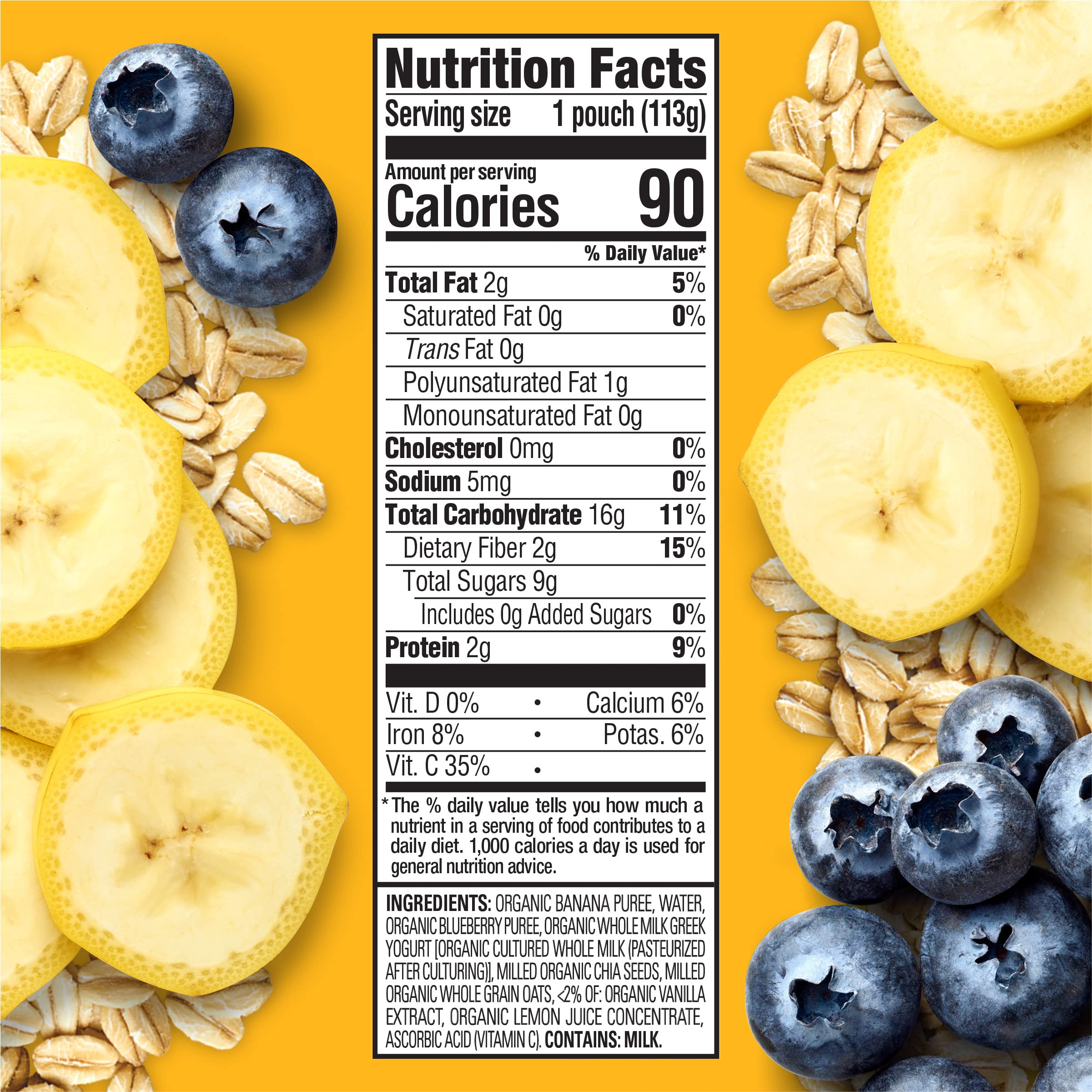 HAPPYTOT Stage 4 oats and chia pouch; creamy texture with omega-3 support.
