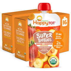 HAPPYTOT Stage 4 pouch front view for on-the-go fruit and veggie snack.