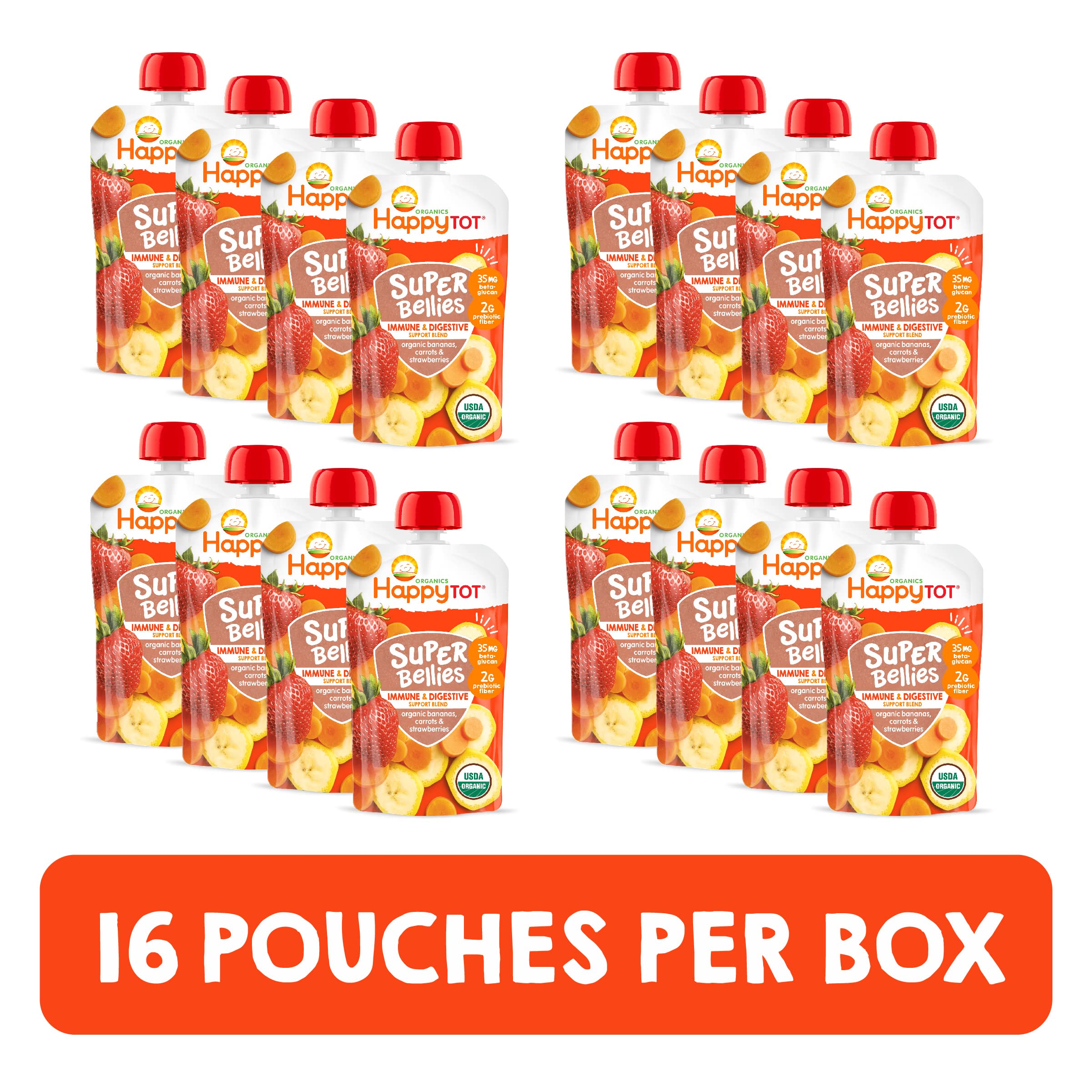 HAPPYTOT Stage 4 pouch side view for busy families seeking healthy options.