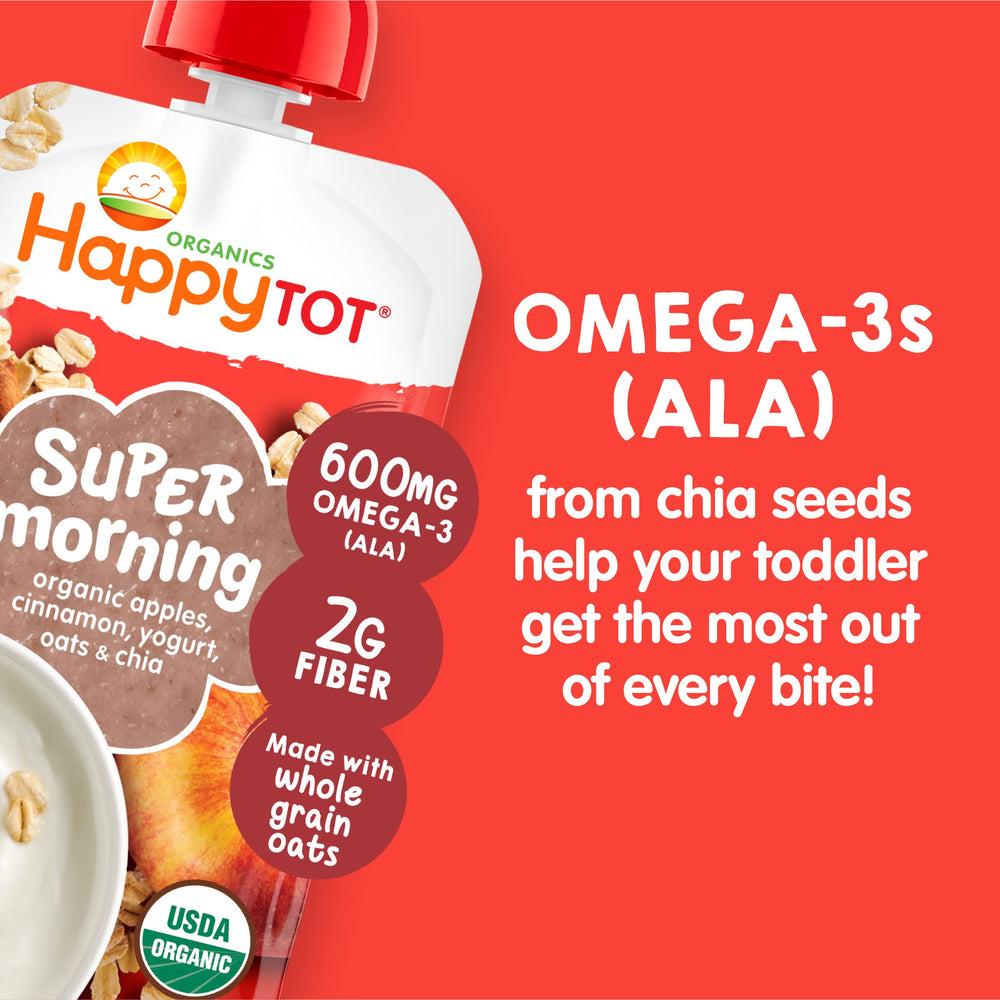HAPPYTOT Stage 4 toddler snack pouch ideal for on-the-go meals.