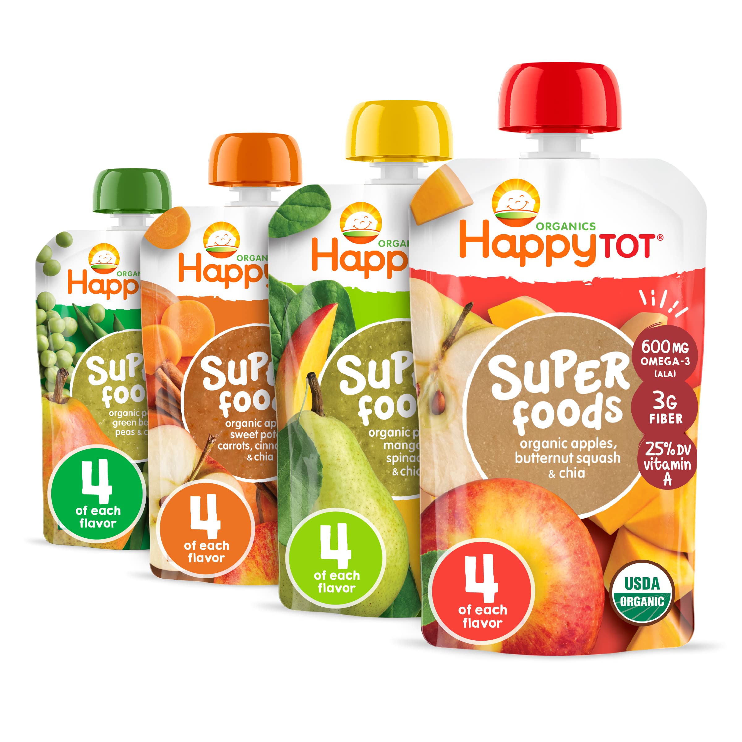 HAPPYTOT Stage 4 pouches bundle for toddlers, convenient on-the-go snack.