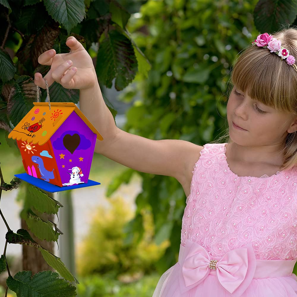 hapray DIY arts and crafts birdhouse kit with kids painting activity