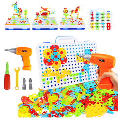HAPTIME design drill toy with 193-pc base grid for creative building