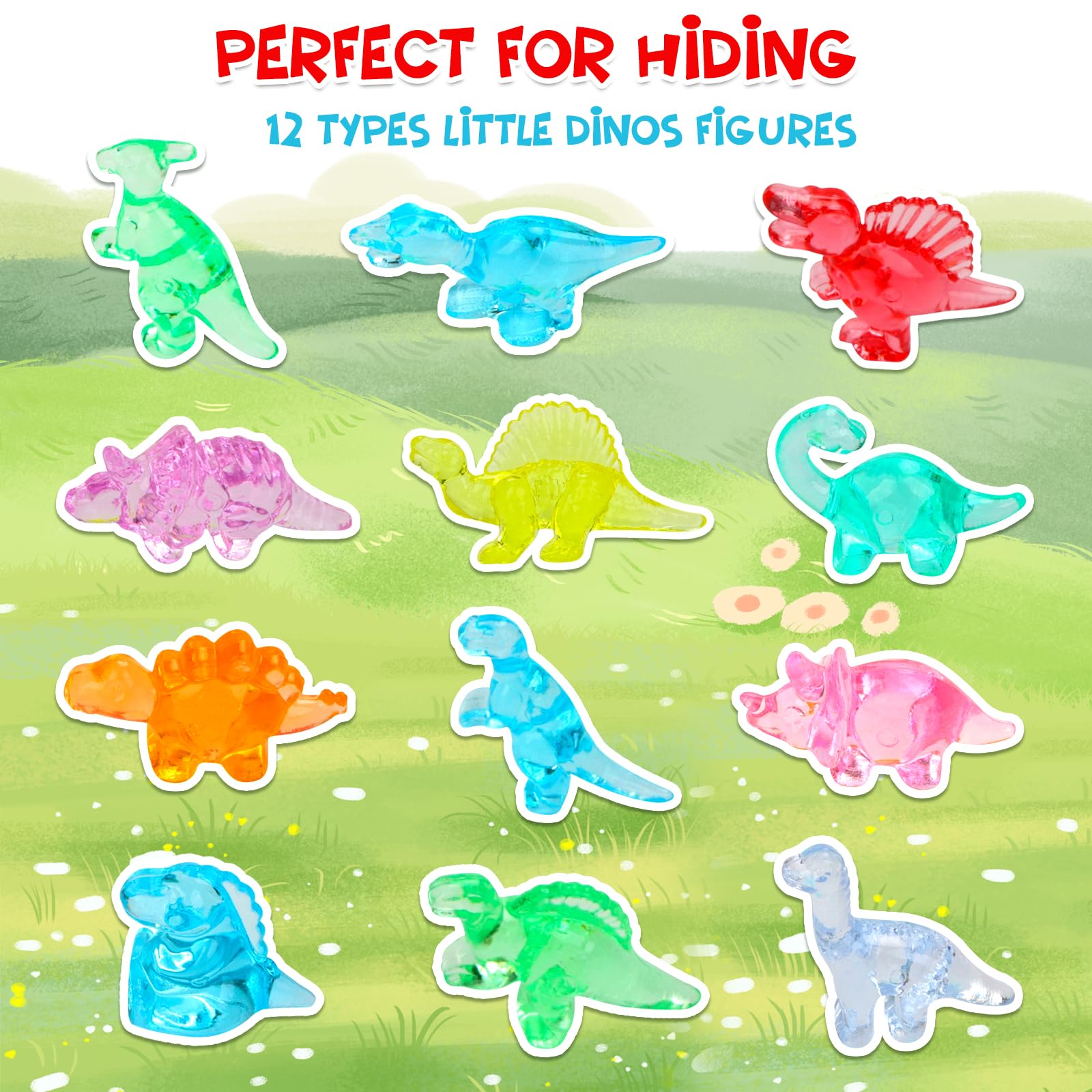 HAPTIME dinosaur figurines used as treasure hunt prizes to boost exploration.