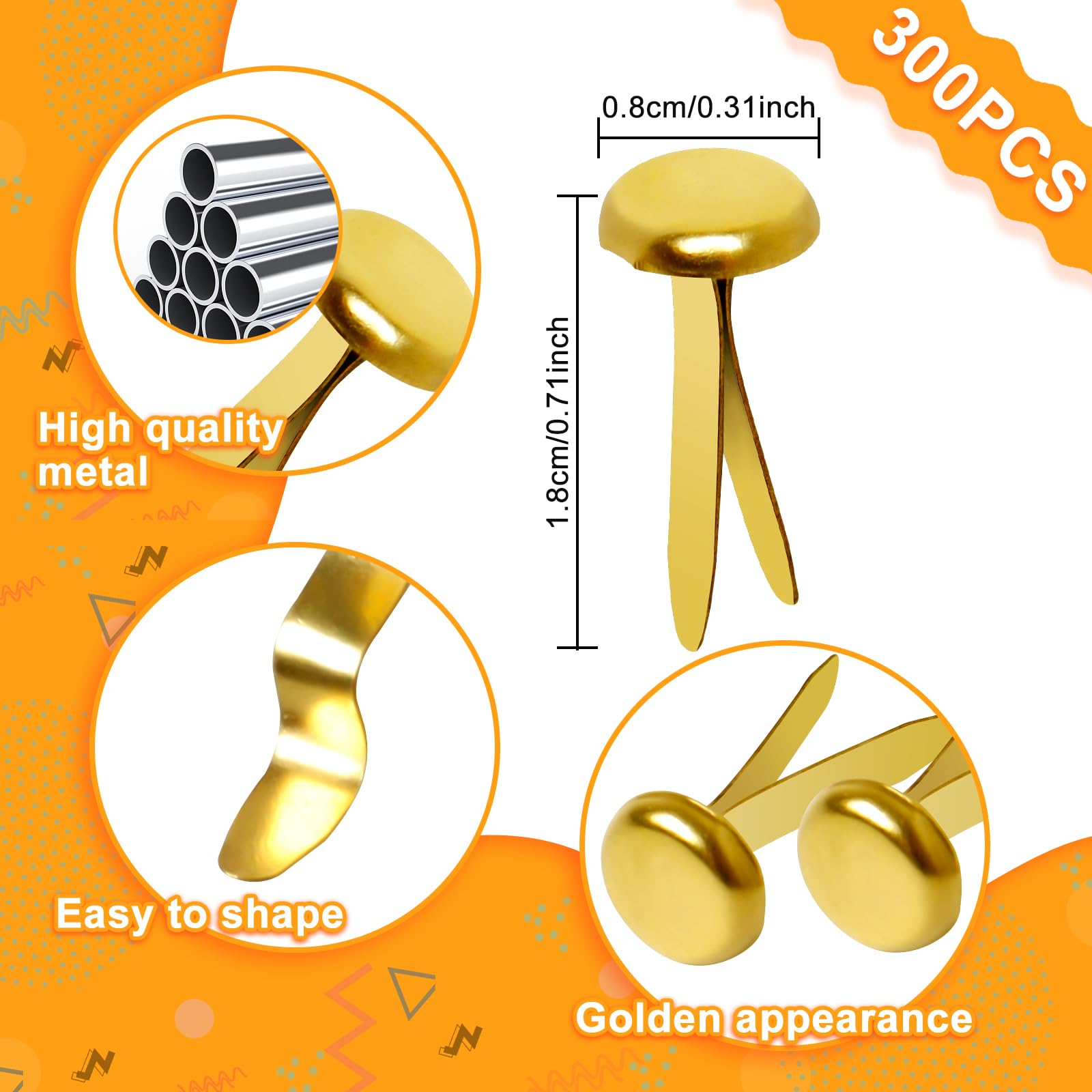 HAPY SHOP three-quarter-inch brass brads for card making and photo mounting.