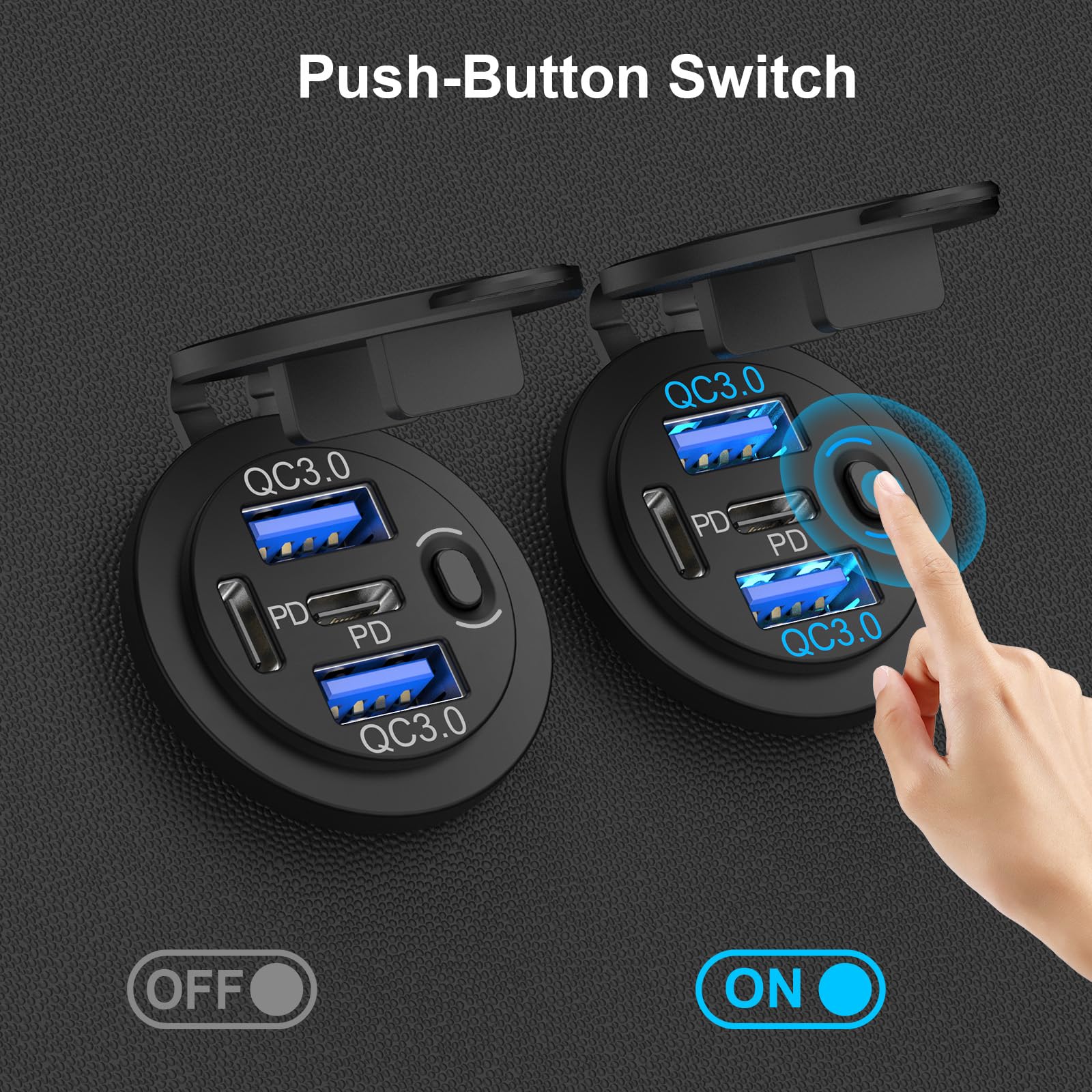 Hapytrip 78W QC18W port powers most Android devices quickly.