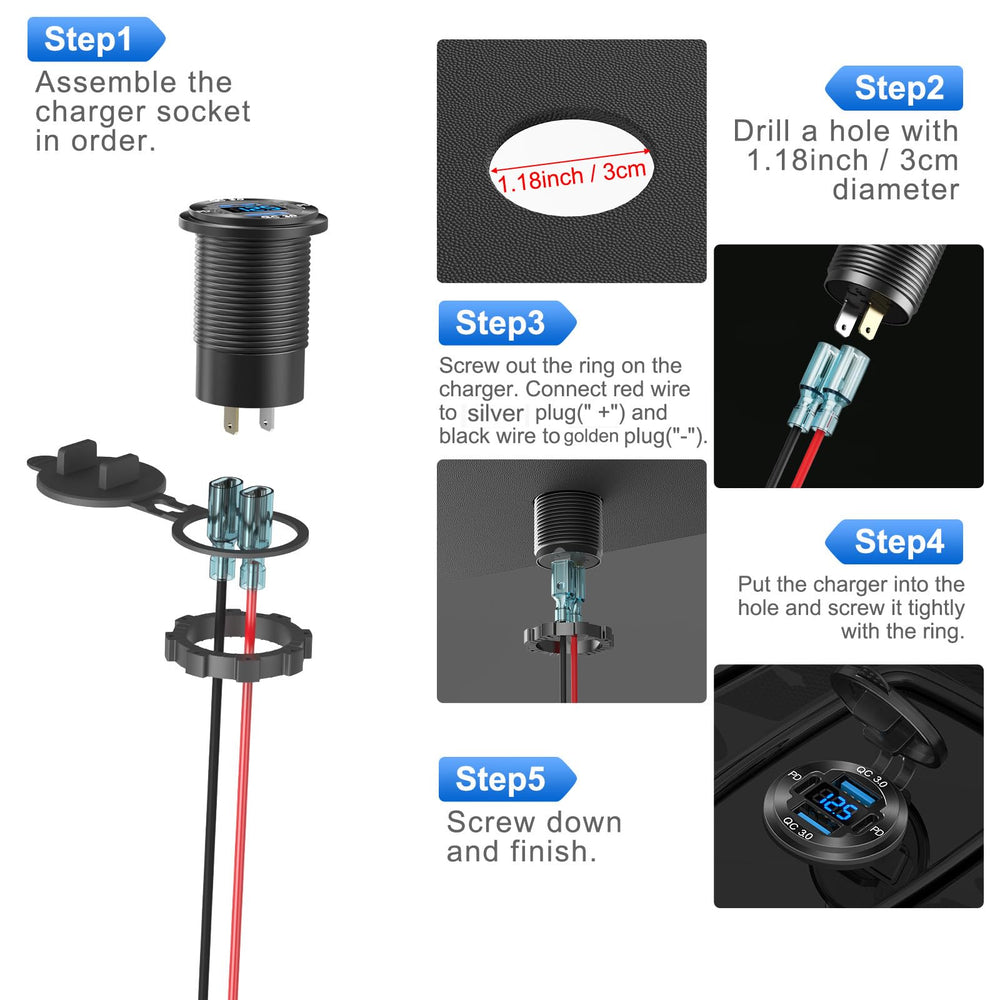 Hapytrip DIY installation kit includes fused cord and spare fuses.