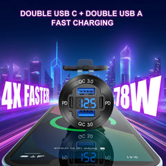 Hapytrip dual PD and QC ports deliver fast USB-C and USB-A charging.