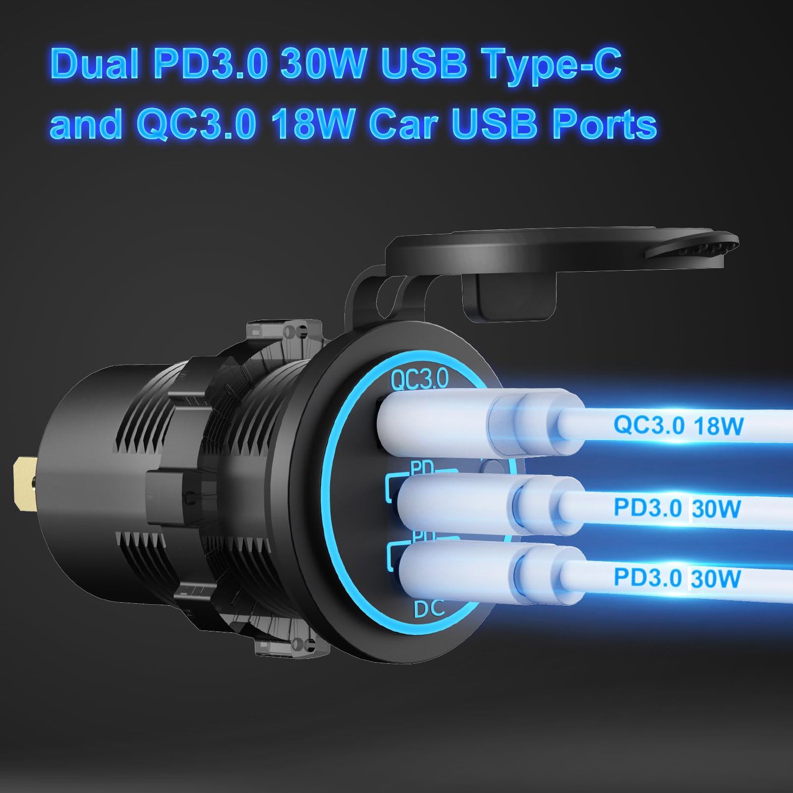 Hapytrip dual PD3.0 USB-C ports deliver fast charging for USB-C devices.