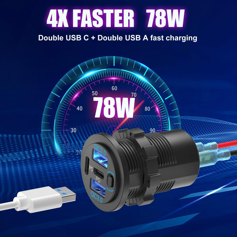 Hapytrip four-port fast-charge hub with PD3.0 and QC3.0.