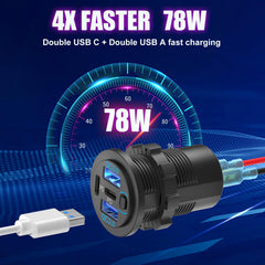 Hapytrip four-port fast-charge hub with PD3.0 and QC3.0.