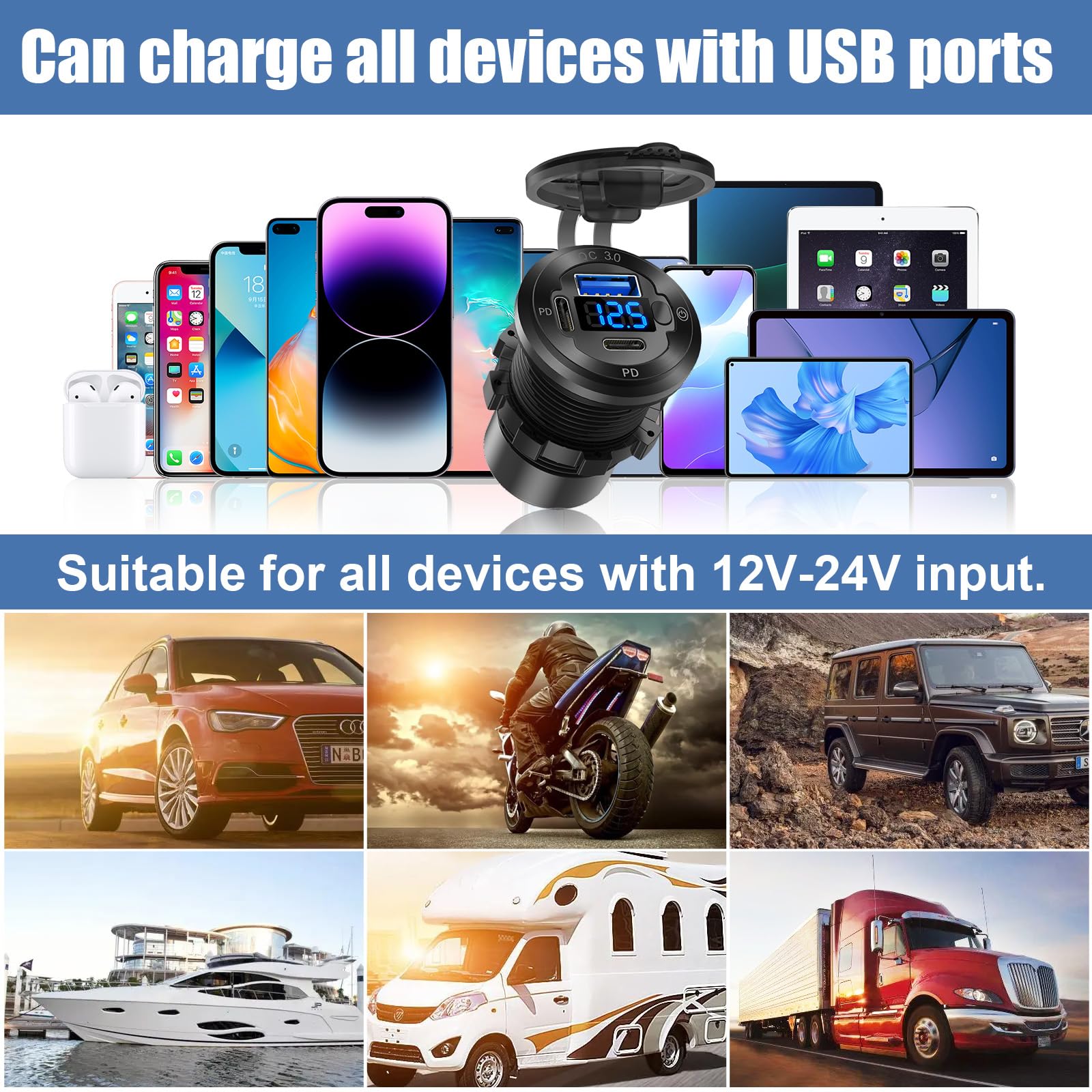Hapytrip power switch and LED help prevent unnecessary battery drain.