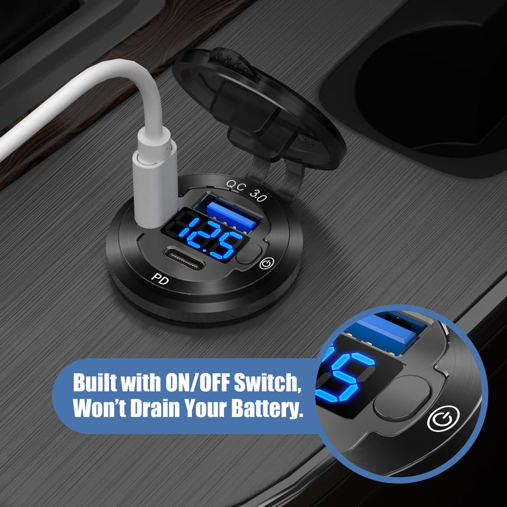 Hapytrip waterproof 12V car socket suitable for boats and outdoor vehicles.