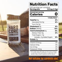 Hardcore Carnivore Black shaker pour detail highlighting convenient 13 oz spice shaker.