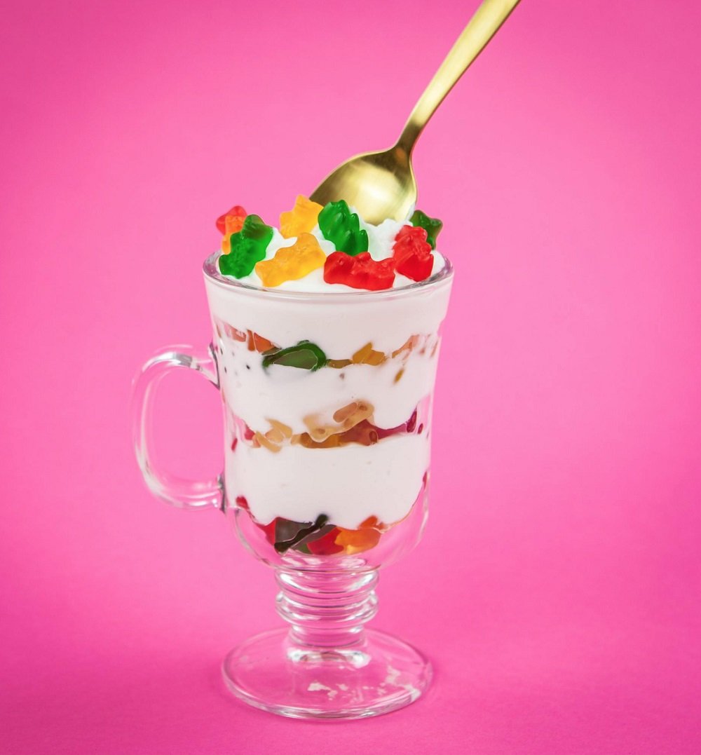 Haribo Goldbears dessert topping ideas add color to sweets.