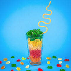 Haribo Goldbears five flavors: Lemon, Orange, Pineapple, Raspberry, Strawberry.