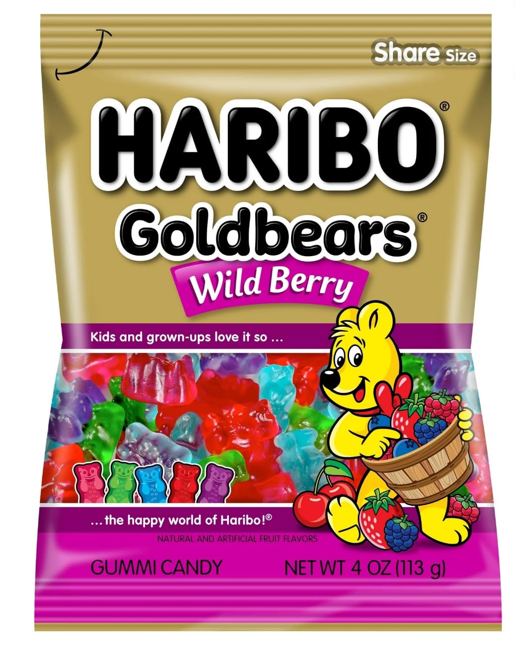 HARIBO Goldbears Wild Berry bag with colorful gummies ideal for sharing