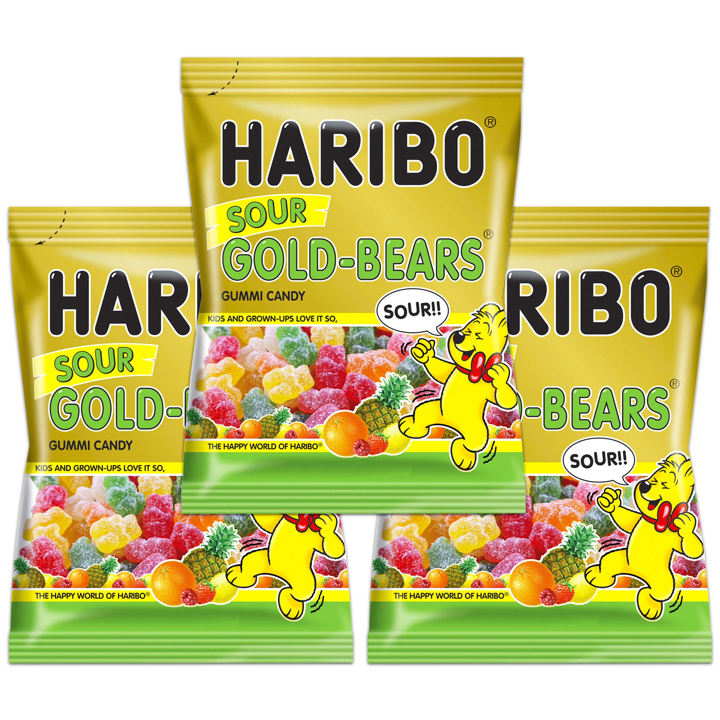Haribo Sour Goldbears bag 2 showing colorful bears, ideal party treat and snack option.