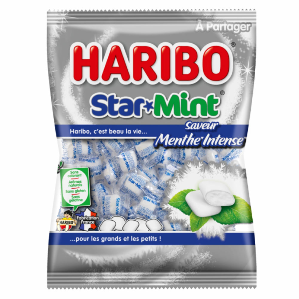 Haribo Starmint coating sheen illustrates carnauba wax finish preserving freshness