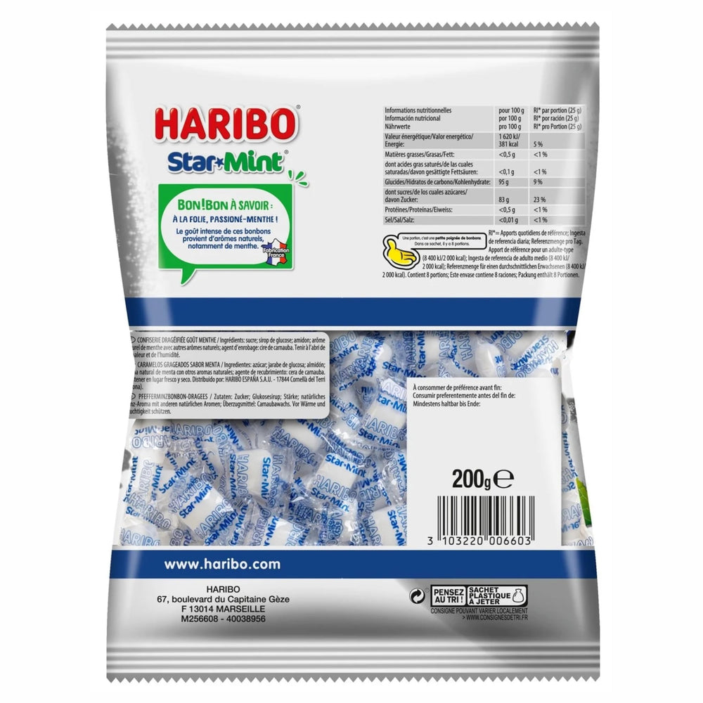 Haribo Starmint texture inside reveals chewy center and mint sweetness