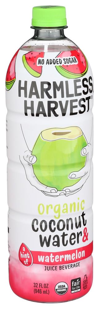 Harmless Harvest coconut water watermelon glass offers a refreshing finish.