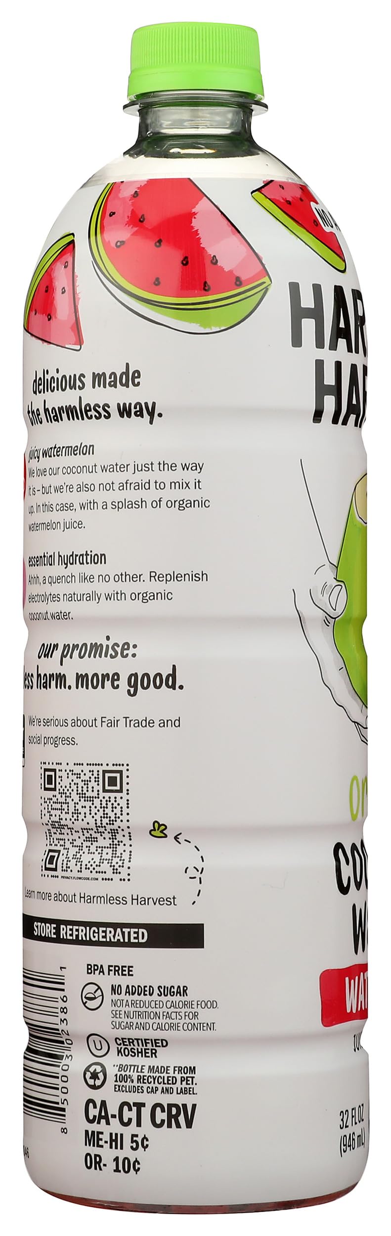 Harmless Harvest coconut water watermelon post-workout bottle supports quick rehydration.