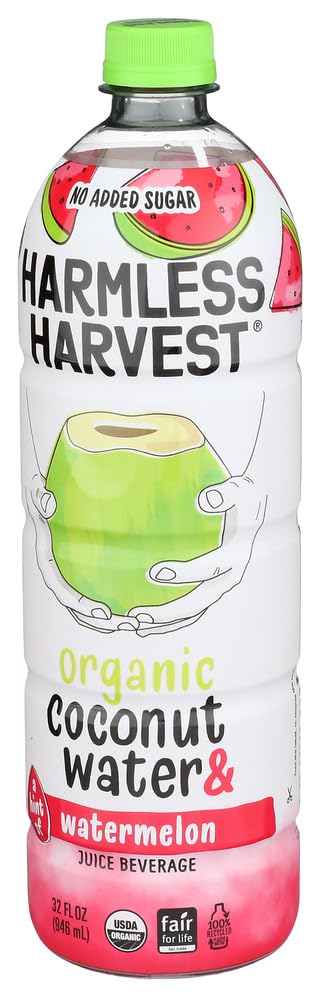 Harmless Harvest organic coconut water watermelon mix for post-workout refreshment.