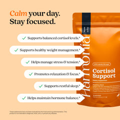 HARMONÍA Cortisol Cocktail powder dissolving in water for quick relaxation.