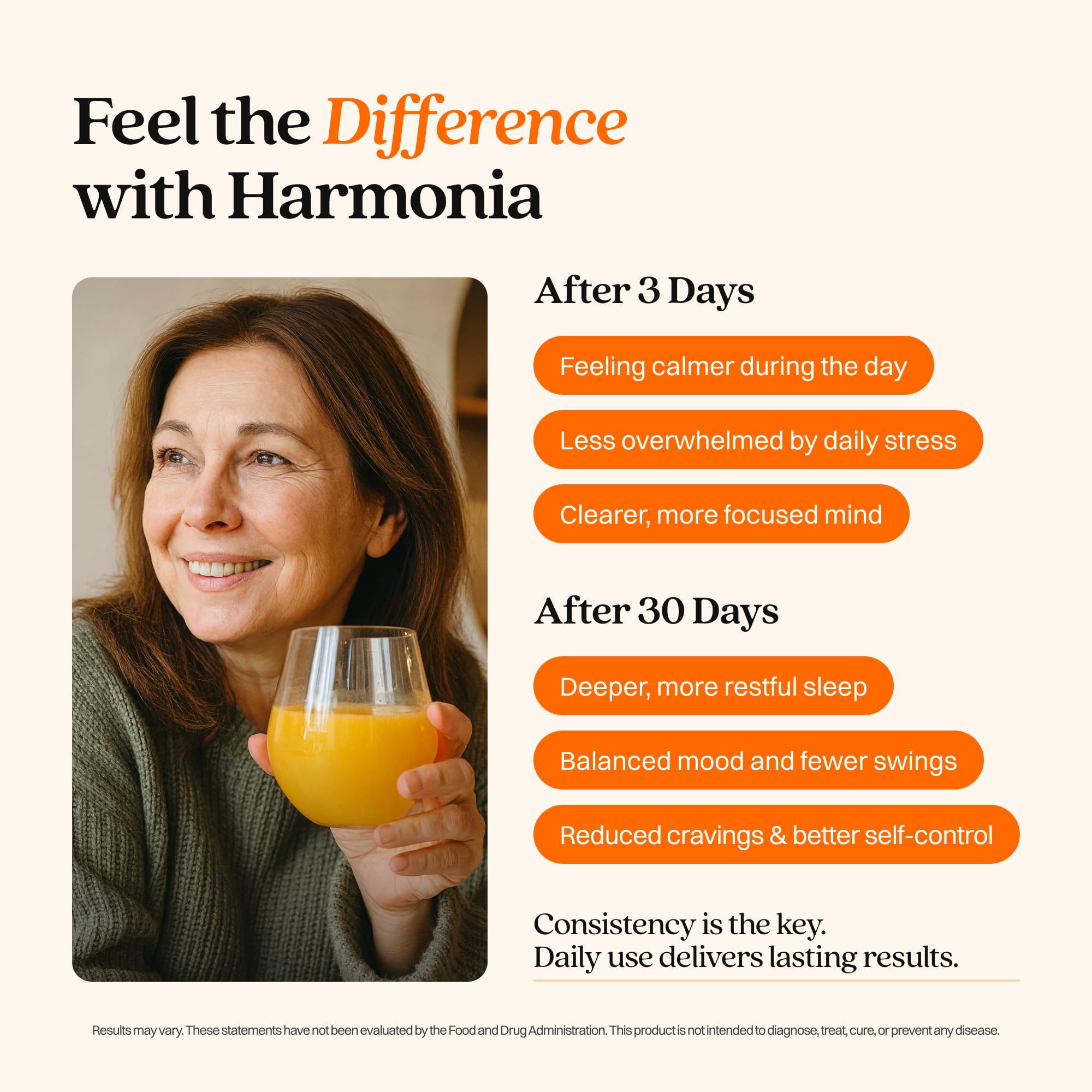 HARMONÍA Cortisol Cocktail scoop shows easy daily dosing.