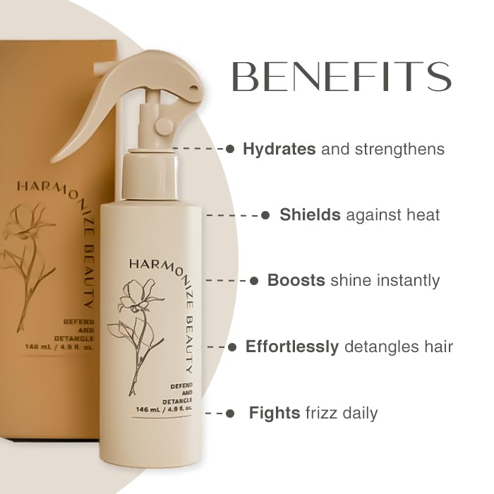 Harmonize Beauty Heat Protectant spray mist guards hair during heat styling