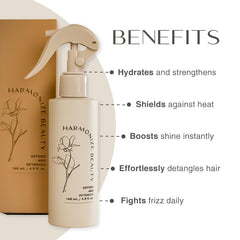 Harmonize Beauty Heat Protectant spray mist guards hair during heat styling