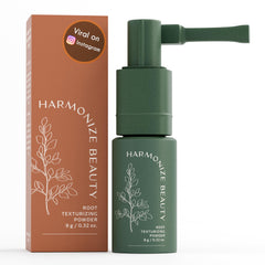 Harmonize Beauty Root Texture Powder packaging shown for travel-friendly root lift.