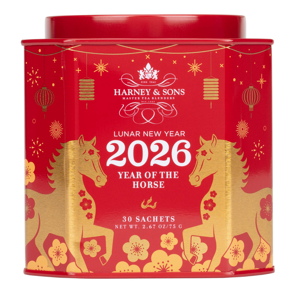 Harney & Sons Lunar New Year tea tin with 30 sachets, a festive gift option