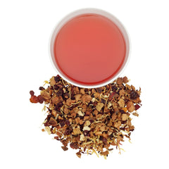 Harney and Sons Blood Orange Fruit Tea served hot or cold for versatile enjoyment.
