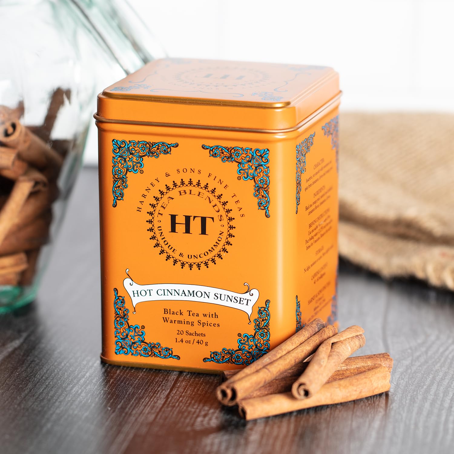 Ritual-ready Harney and Sons tea tin perfect for morning pick-me-up.