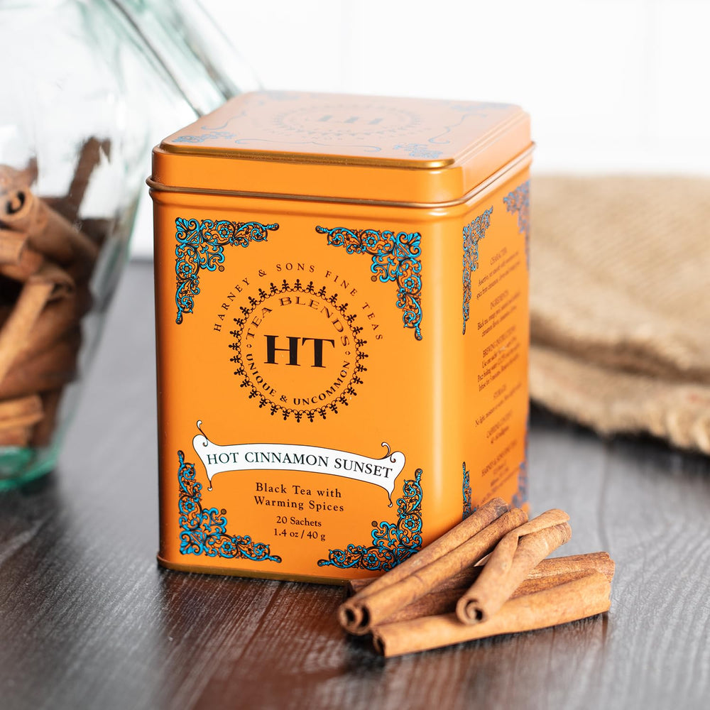 Ritual-ready Harney and Sons tea tin perfect for morning pick-me-up.