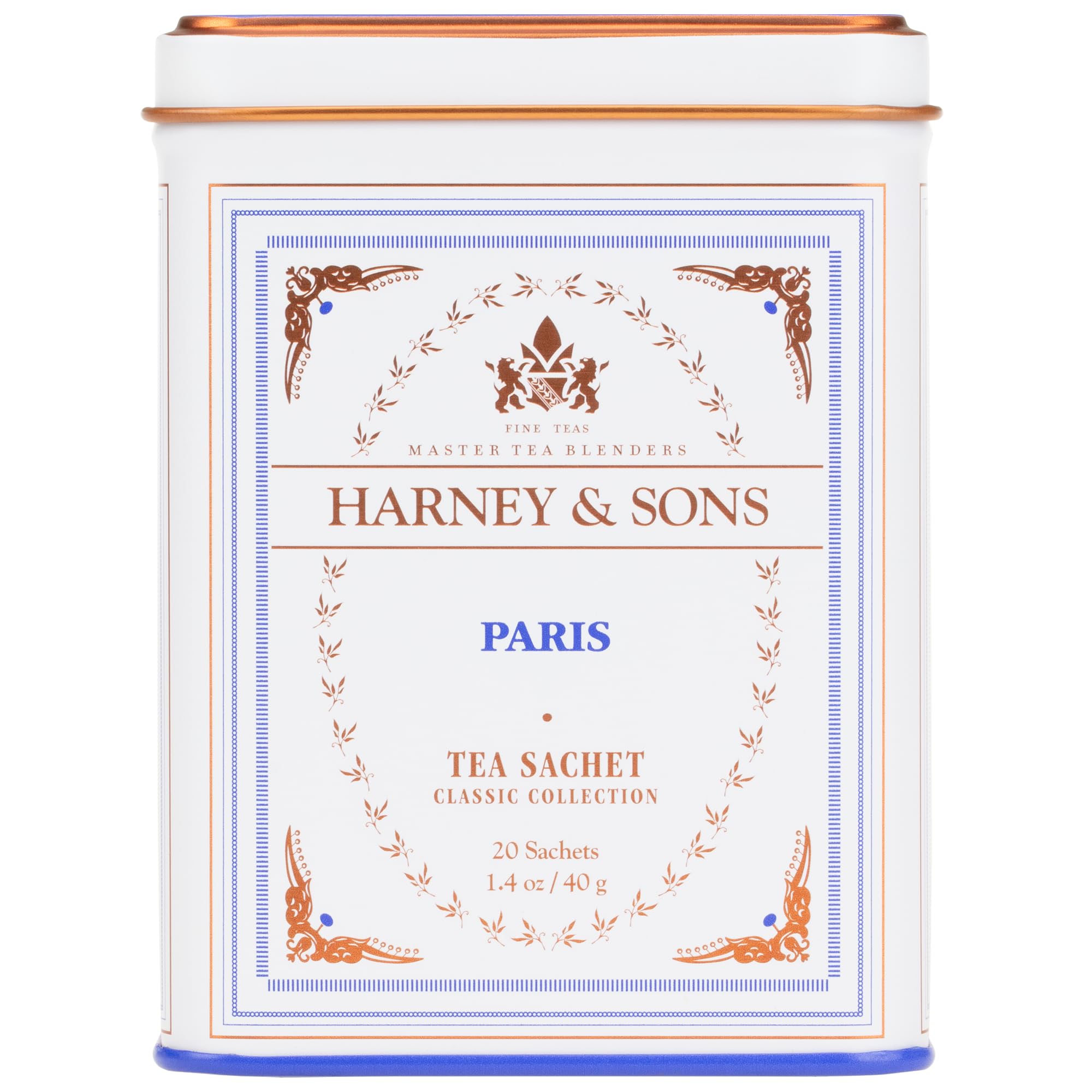 Harney & Sons Paris tea sachet close-up for fragrant, balanced brewing.