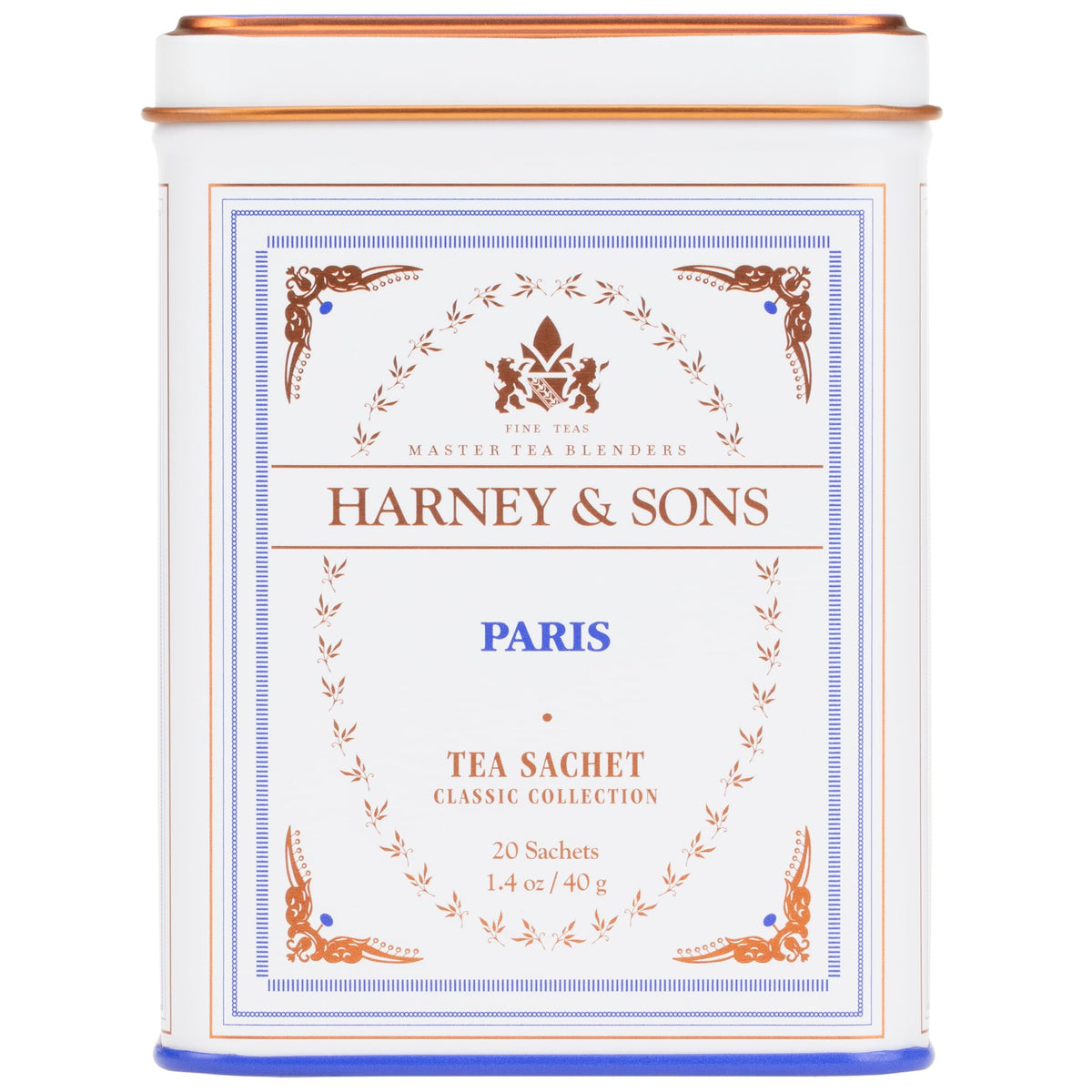Harney & Sons Paris tea sachet close-up for fragrant, balanced brewing.