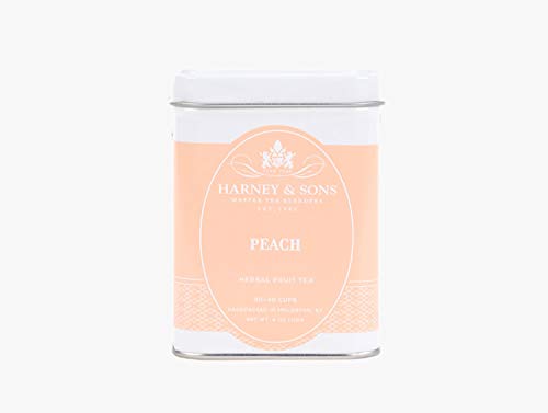 Harney & Sons Peach Fruit Tea serving iced with mint for summer refreshment.
