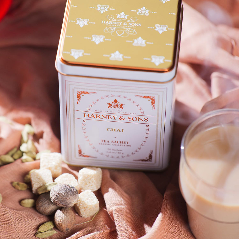 Harney & Sons chai tea cup ready to savor after simmering