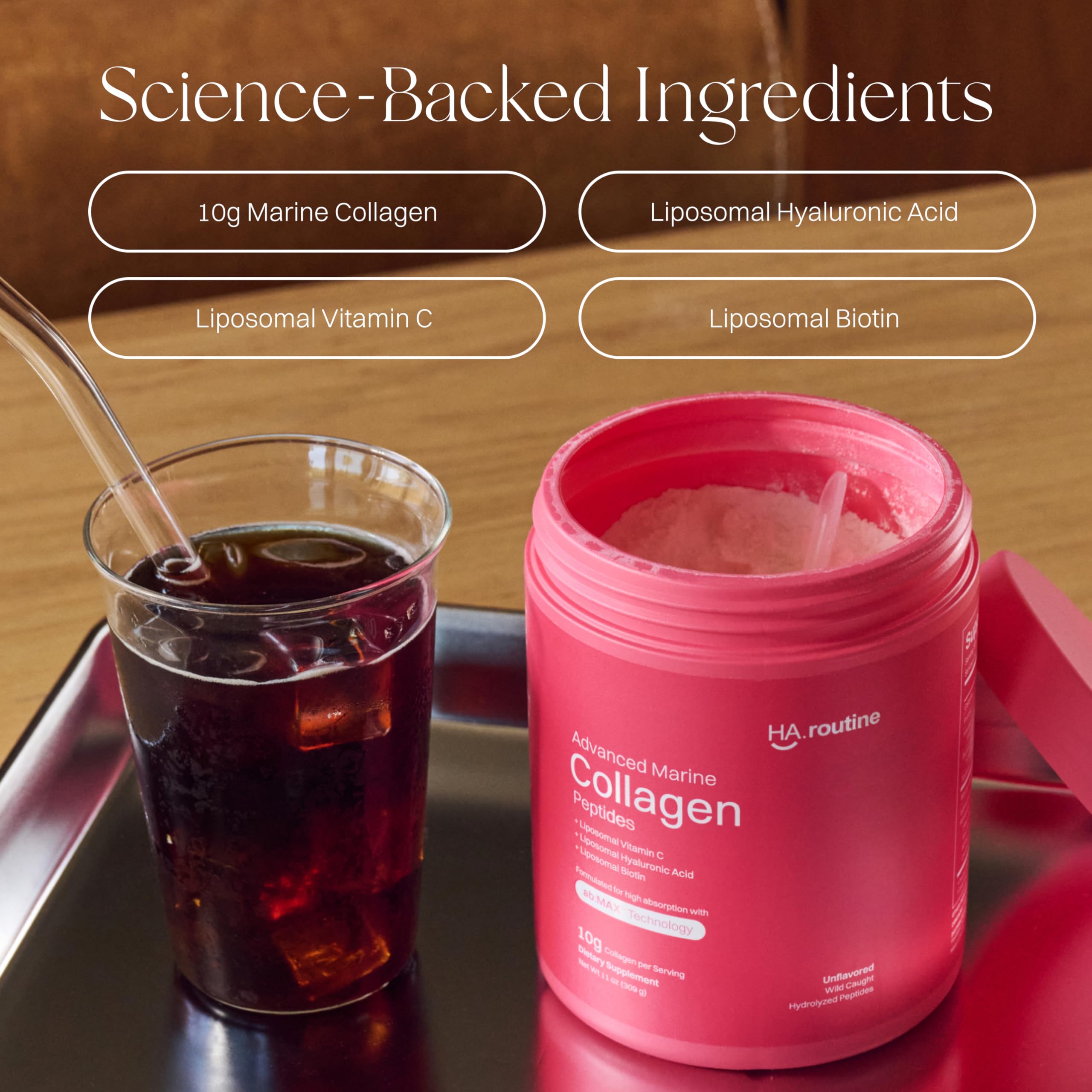 Close-up of collagen dissolving in a beverage suggests smooth mixing.