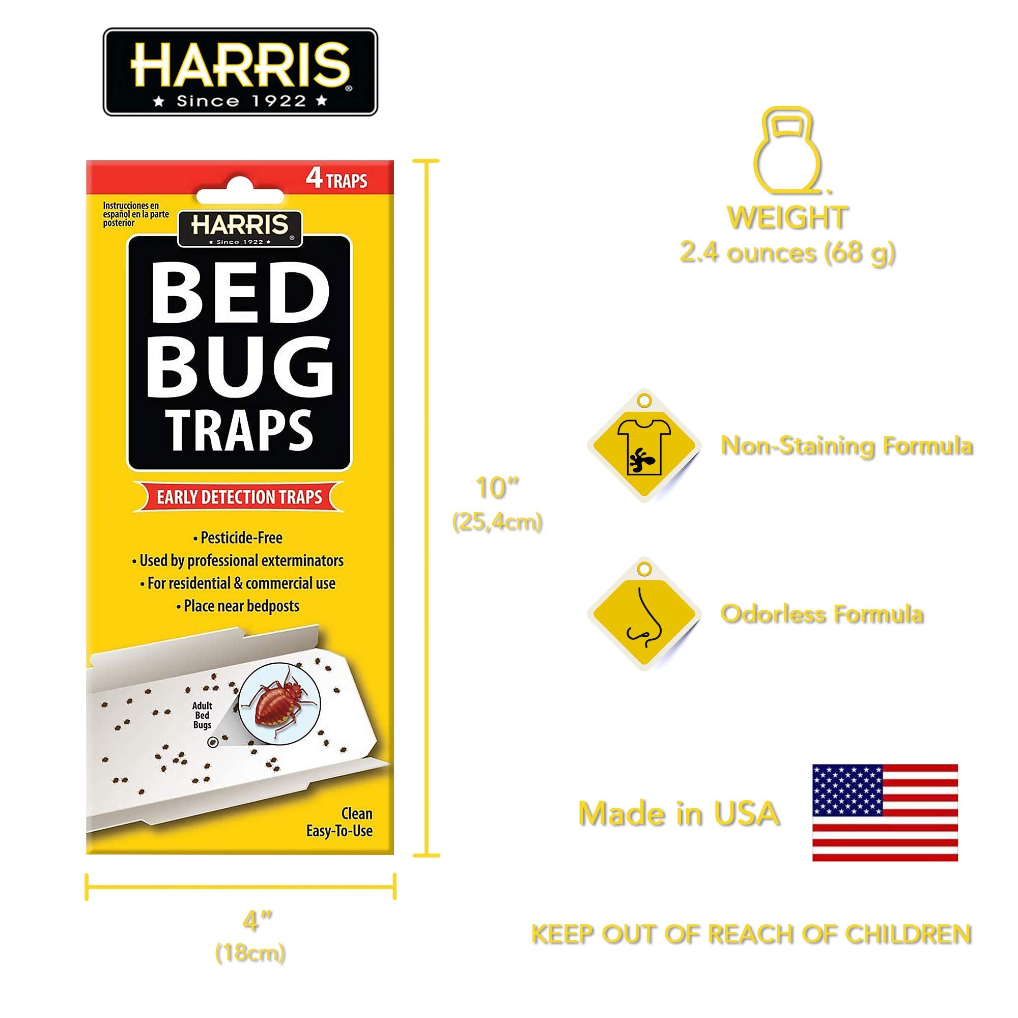 HARRIS bed bug traps in display for inventory and monitoring.