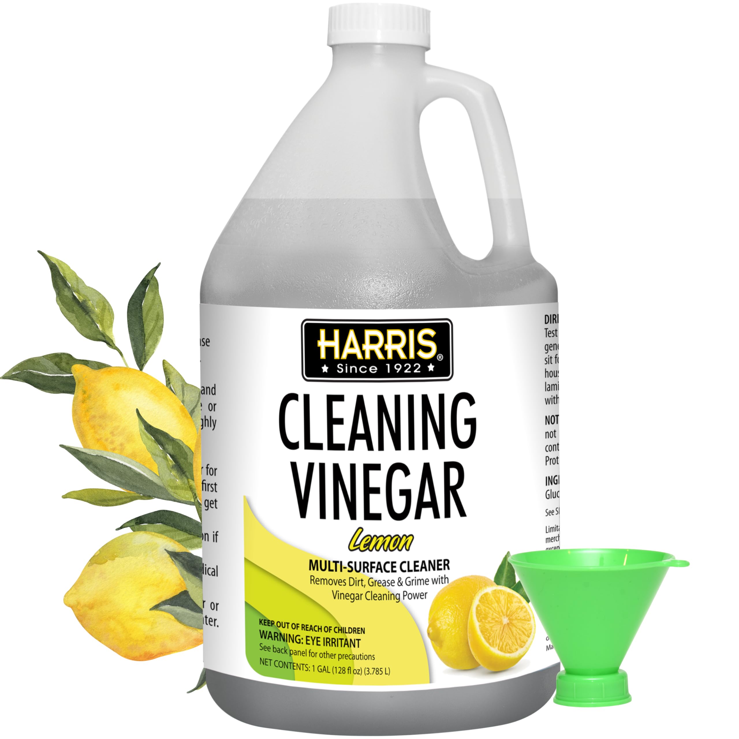 HARRIS Cleaning Vinegar bottle with lemon scent for everyday kitchen cleaning.