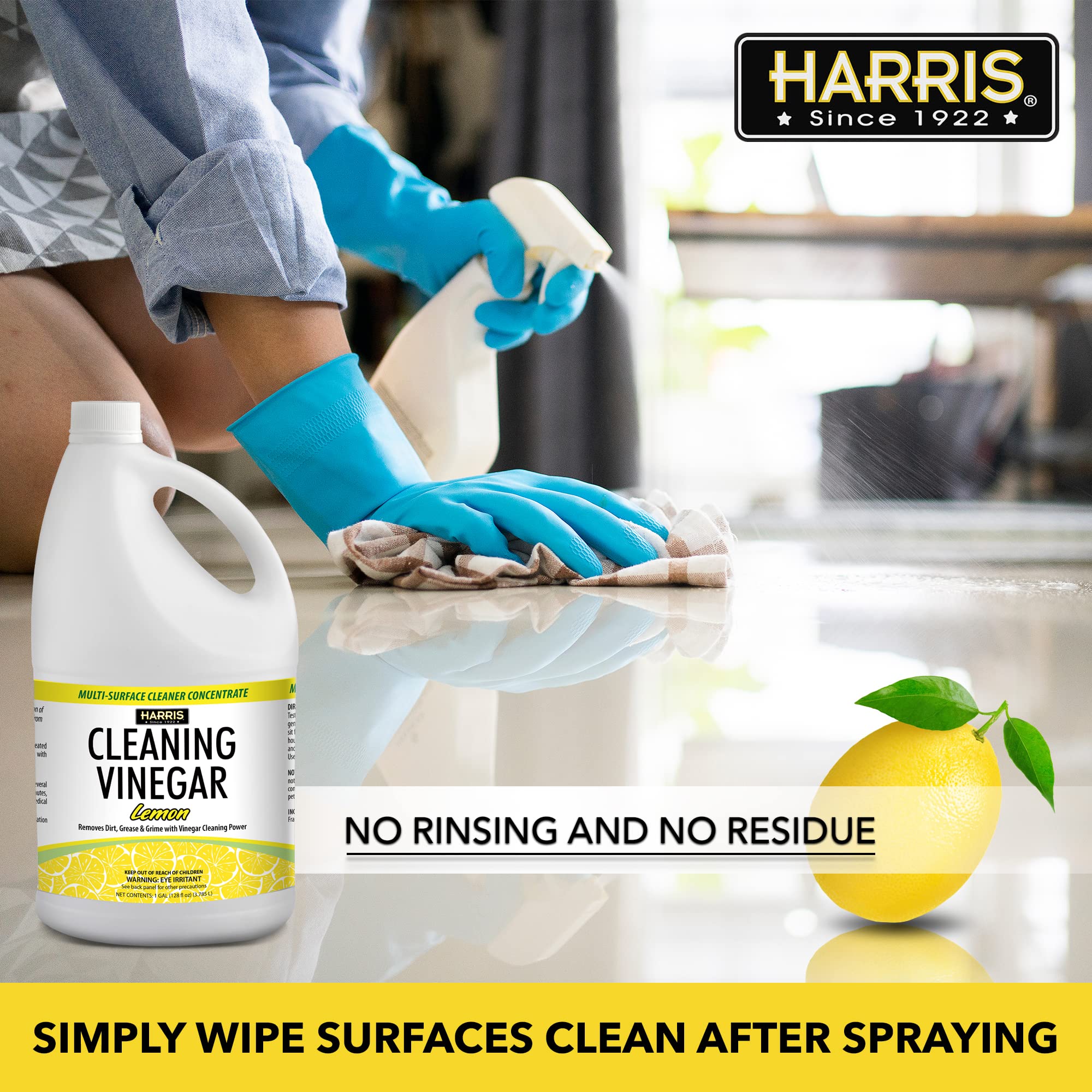 HARRIS Cleaning Vinegar used on ceramic and other surfaces for versatile cleaning.