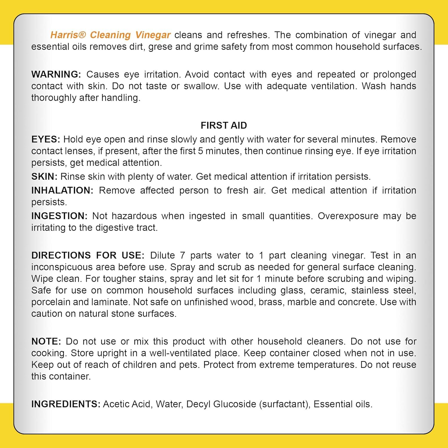HARRIS concentrated formula ready to dilute for customizable cleaning strength.