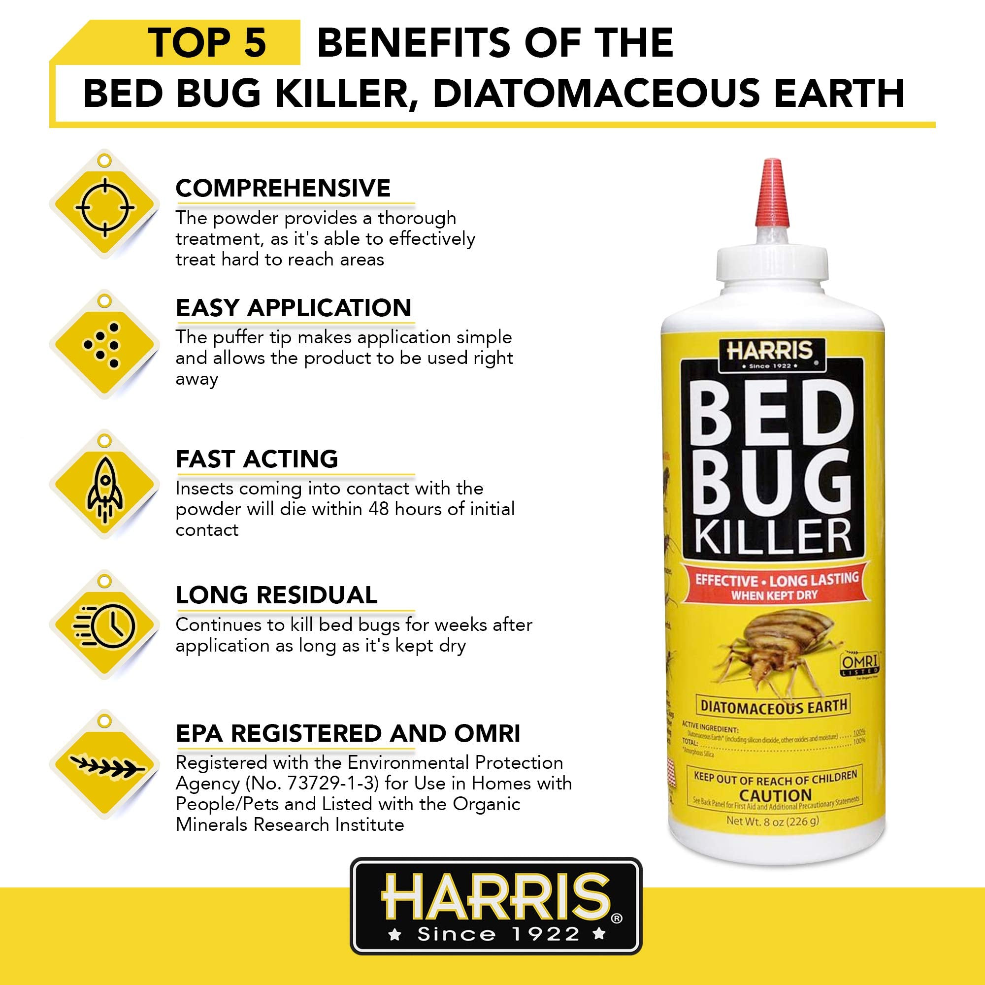 HARRIS HDE-8 dusting in cracks and crevices.