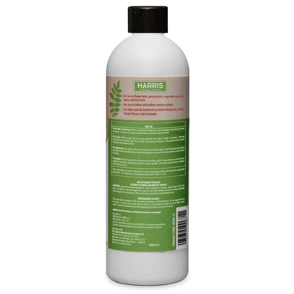 Harris neem oil concentrate used for cosmetic and garden applications.